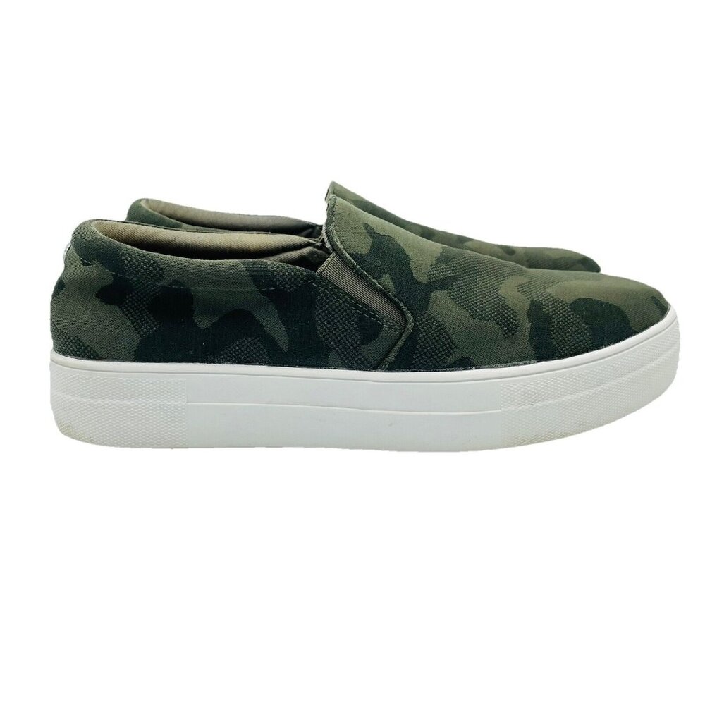 Steve Madden Shoes Womens Size 9.5 M Green Camo Gills Textured Slip On Sneakers